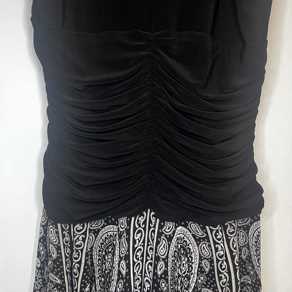 Suzi Chin Womens 4 Silk Halter Midi Dress Ruched Bodice Handkerchief Hem Goth - Picture 3 of 12